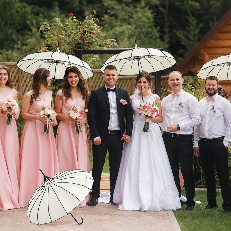 Queekay 2 Pcs Gothic Pagoda Umbrella 36" Large Retro Parasol for Rain or Sun, Wedding Umbrella, Vampire & Gothic Lover Gifts - Image 5